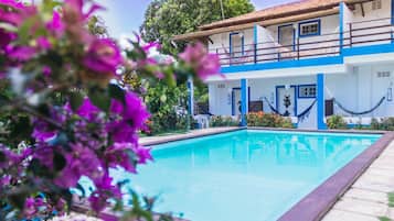 Outdoor pool, pool loungers