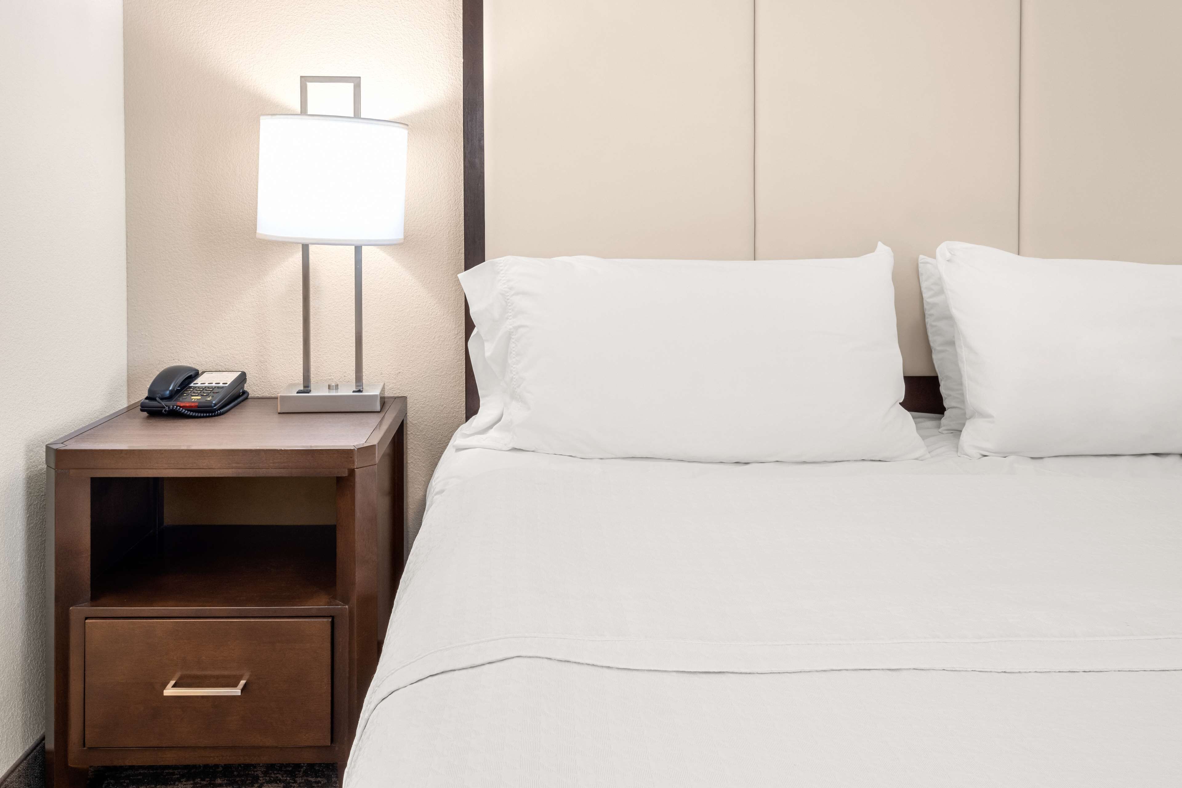 desk, laptop workspace, blackout curtains, iron/ironing board