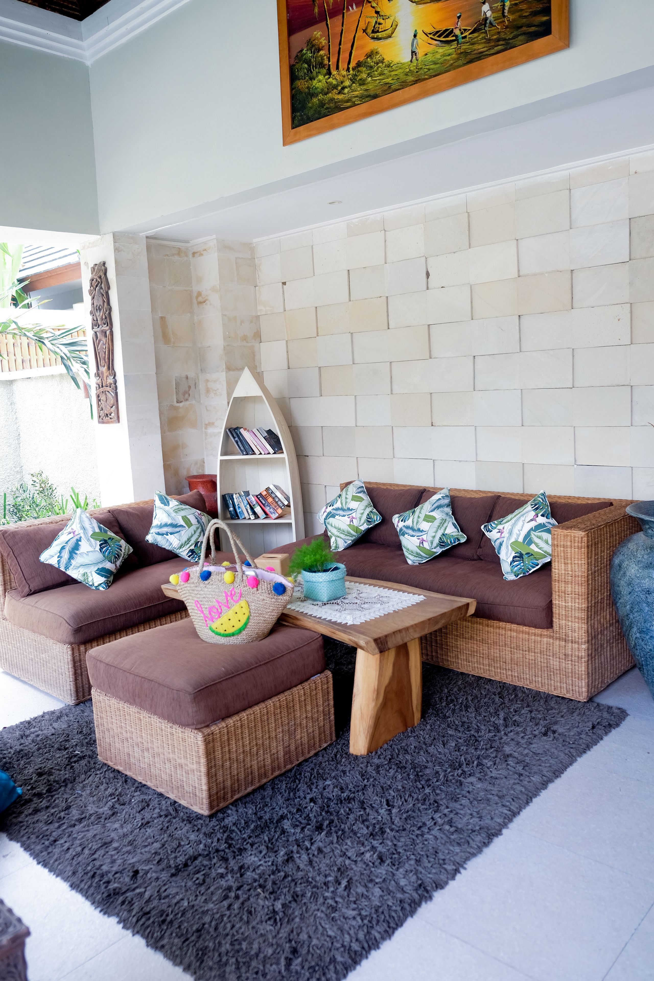 villa, 2 bedrooms, private pool | living area | 21-inch lcd tv with cable channels, tv