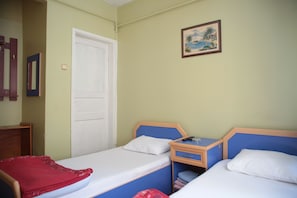Shower, free toiletries, slippers, towels