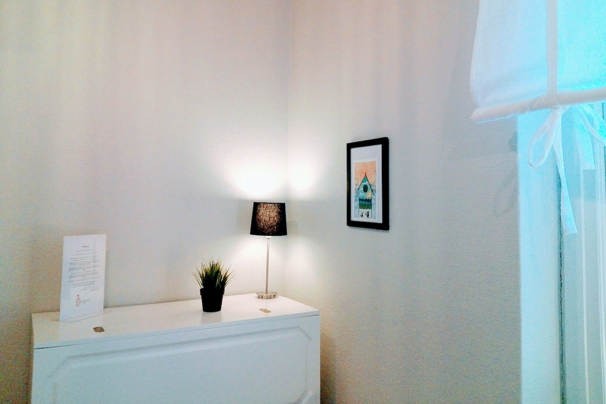Habitación individual, baño privado | Cortinas blackout, tabla de planchar con plancha y wifi gratis