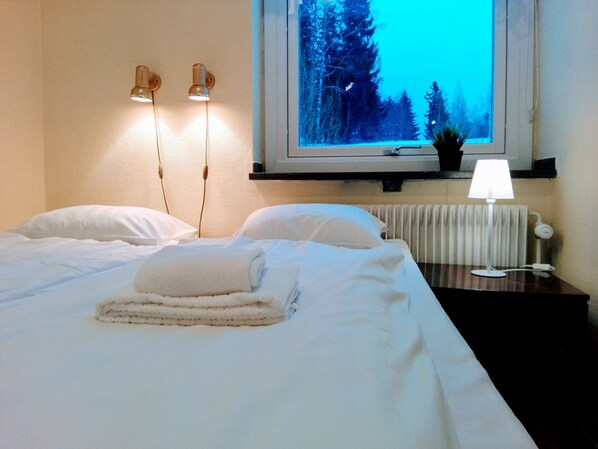 Blackout curtains, iron/ironing board, free WiFi, bed sheets