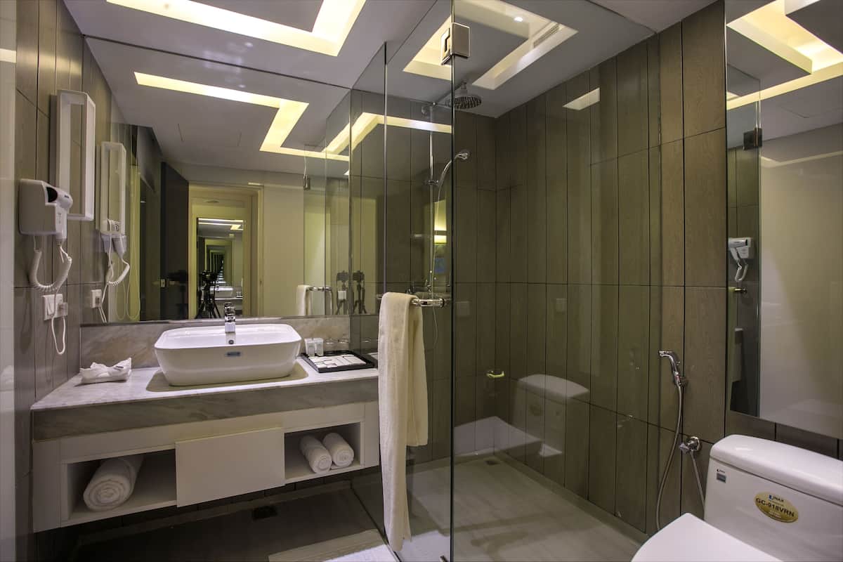 deluxe double room, 1 bedroom | bathroom | shower, free toiletries, towels