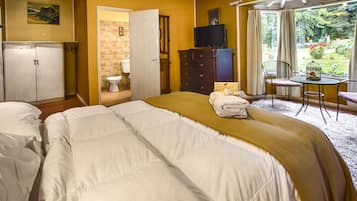Free toiletries, hair dryer, bidet, towels