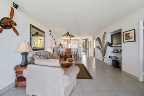 Fernseher, Bücher, Musikbibliothek, Stereoanlage