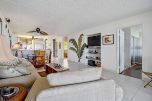 TV, books, music library, stereo