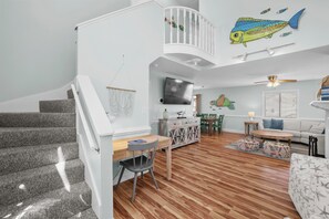 Smart TV, fireplace, video game console, DVD player