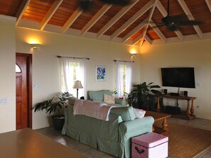 TV, DVD player, books