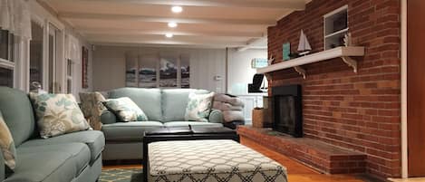 Smart TV, fireplace, foosball, table tennis