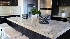 Villa, 3 Bedrooms | Private kitchen | Coffee/tea maker, full-size fridge, microwave, oven