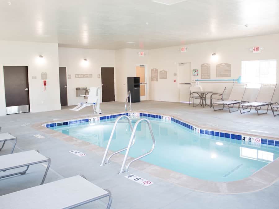 Indoor pool, open 8 AM to 10 PM, sun loungers