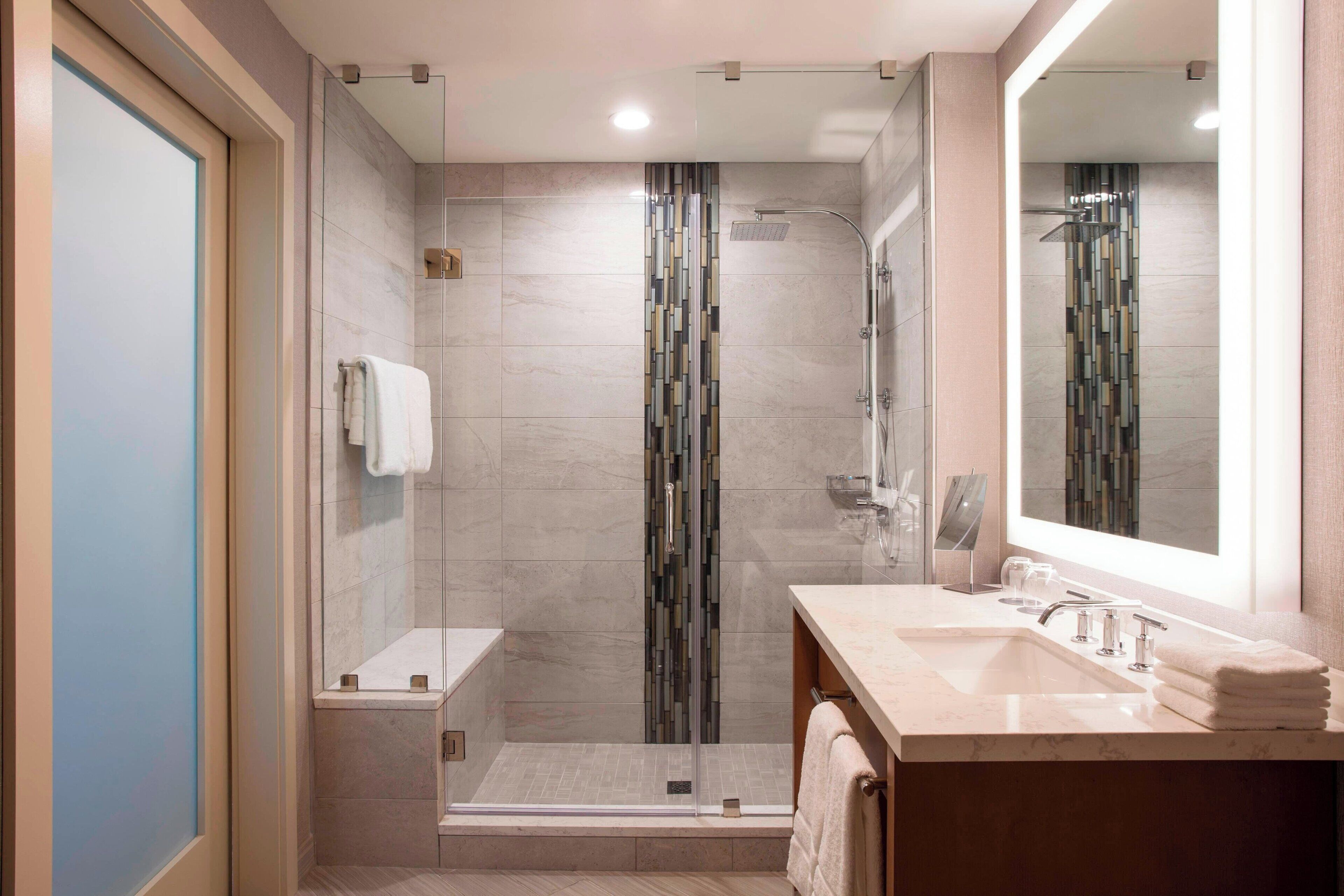 shower, free toiletries, hair dryer, bathrobes