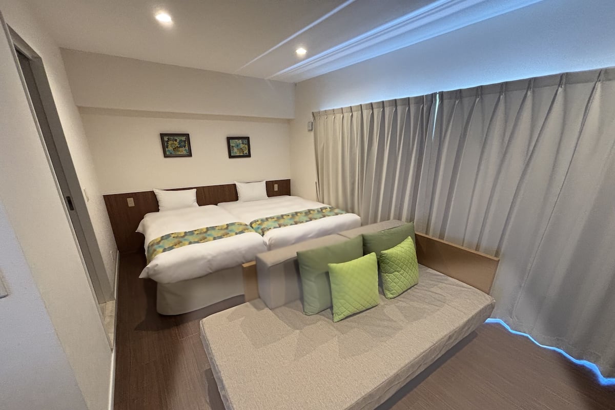 Blackout drapes, iron/ironing board (on request), WiFi (free)