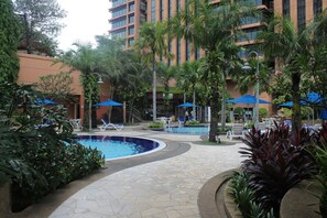 Outdoor pool, pool umbrellas - Empire Suites @ Times Square (Kuala Lumpur)