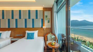 Deluxe Twin Ocean Front With Balcony | 2 bedrooms, premium bedding, memory-foam beds, minibar