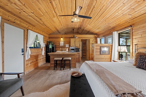 Signature Cabin, 1 Bedroom, Hot Tub, Hill View | Living area | 52-inch Smart TV with digital channels, TV