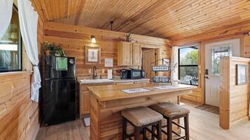 Signature Cabin, 1 Bedroom, Hot Tub, Hill View | Private kitchen | Full-sized fridge, microwave, coffee/tea maker, toaster
