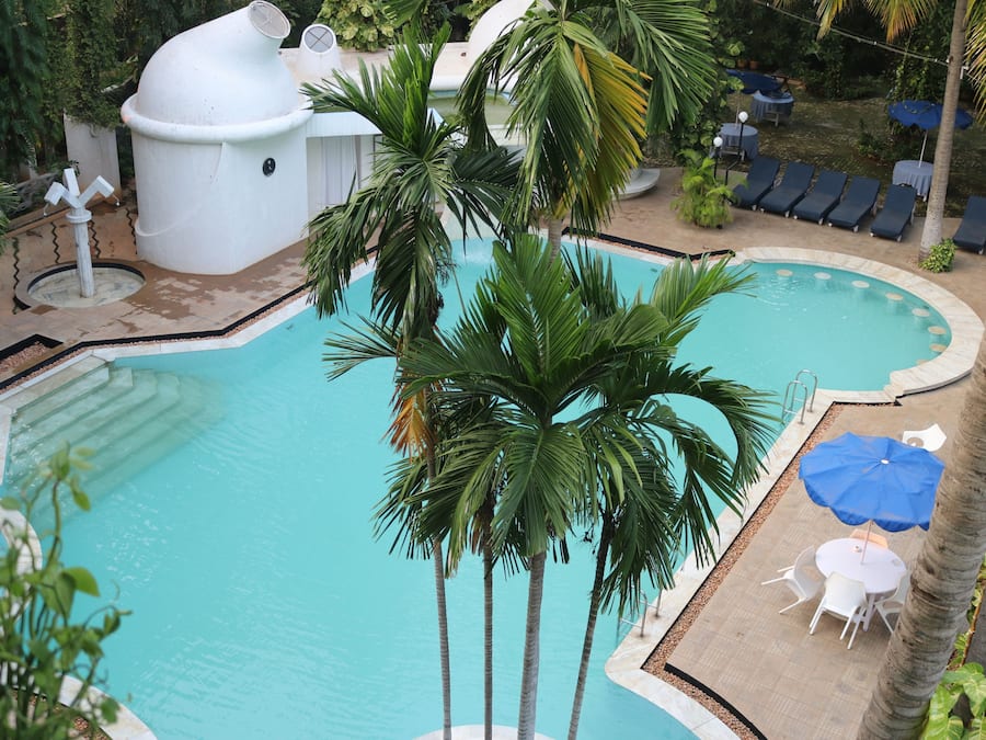 Outdoor pool, sun loungers