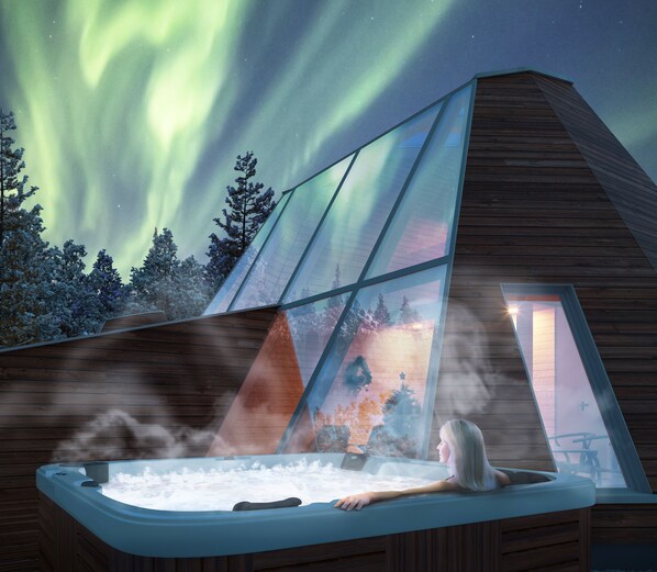 Outdoor spa tub - Snowman World Glass Resort (Rovaniemi)