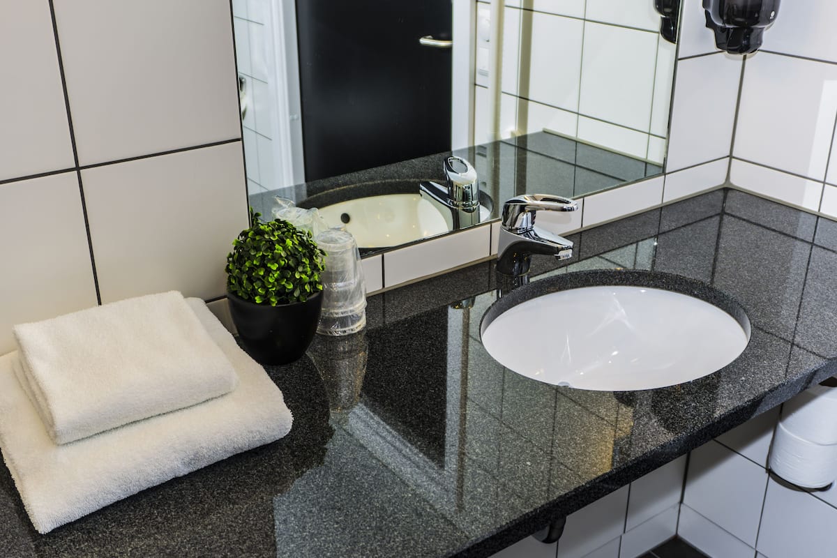 free toiletries, hair dryer, towels, soap