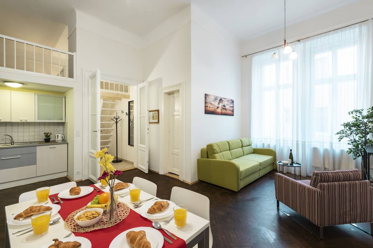 Apartamento conforto, 2 quartos, cozinha, no mezanino (Apt 6) | Sala de estar | TV