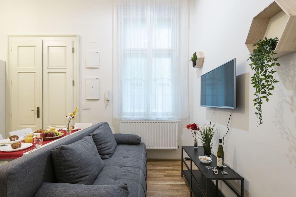 Apartamento econômico, 2 quartos, banheiro privativo (Apt 4) | Área de estar | TV