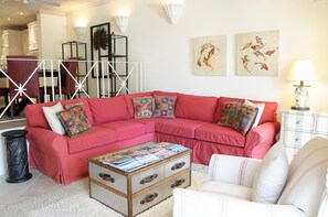 Townhome, Multiple Beds, Golf View (ZenBreak Apes Hill Polo Villa) | Living room | Flat-screen TV