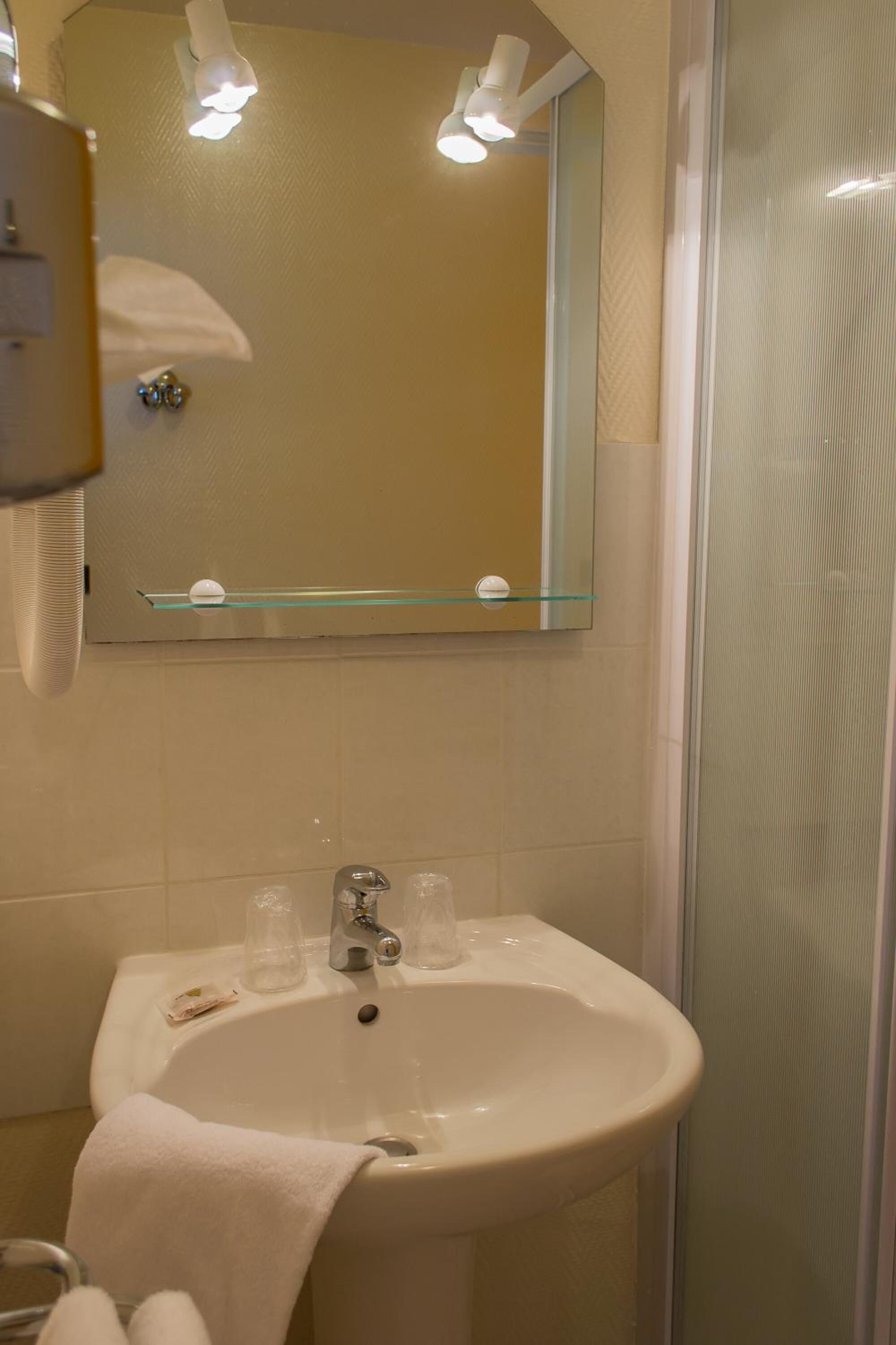 free toiletries, hair dryer, towels