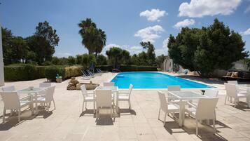 Piscina all'aperto, lettini