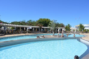 12 outdoor pools, sun loungers