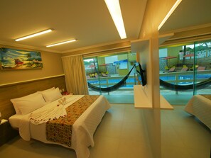 MASTER CASAL COM VARANDA | Minibar, in-room safe, desk, blackout drapes - Pousada Recanto dos Corais (Ipojuca)