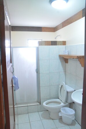 Douche, articles de toilette gratuits, serviettes fournies