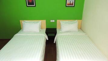 Laptop workspace, free WiFi, bed sheets