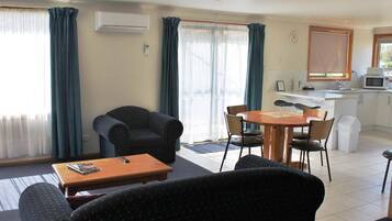 Flat-screen TV, DVD player