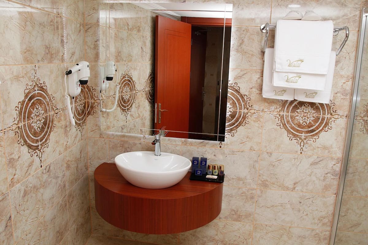 shower, free toiletries, hair dryer, slippers