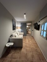 Premium Apartment | Living area | 24-inch flat-screen TV with satellite channels, TV