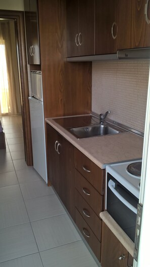 Habitación con 1 cama matrimonial o 2 individuales, 1 cama matrimonial o 2 camas individuales | Cocineta privada | Refrigerador con congelador, horno y parrilla de estufa 