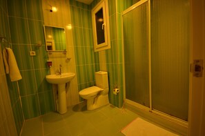 标准双人房或双床房 | 浴室 | 淋浴设施、免费洗浴用品、吹风机、拖鞋