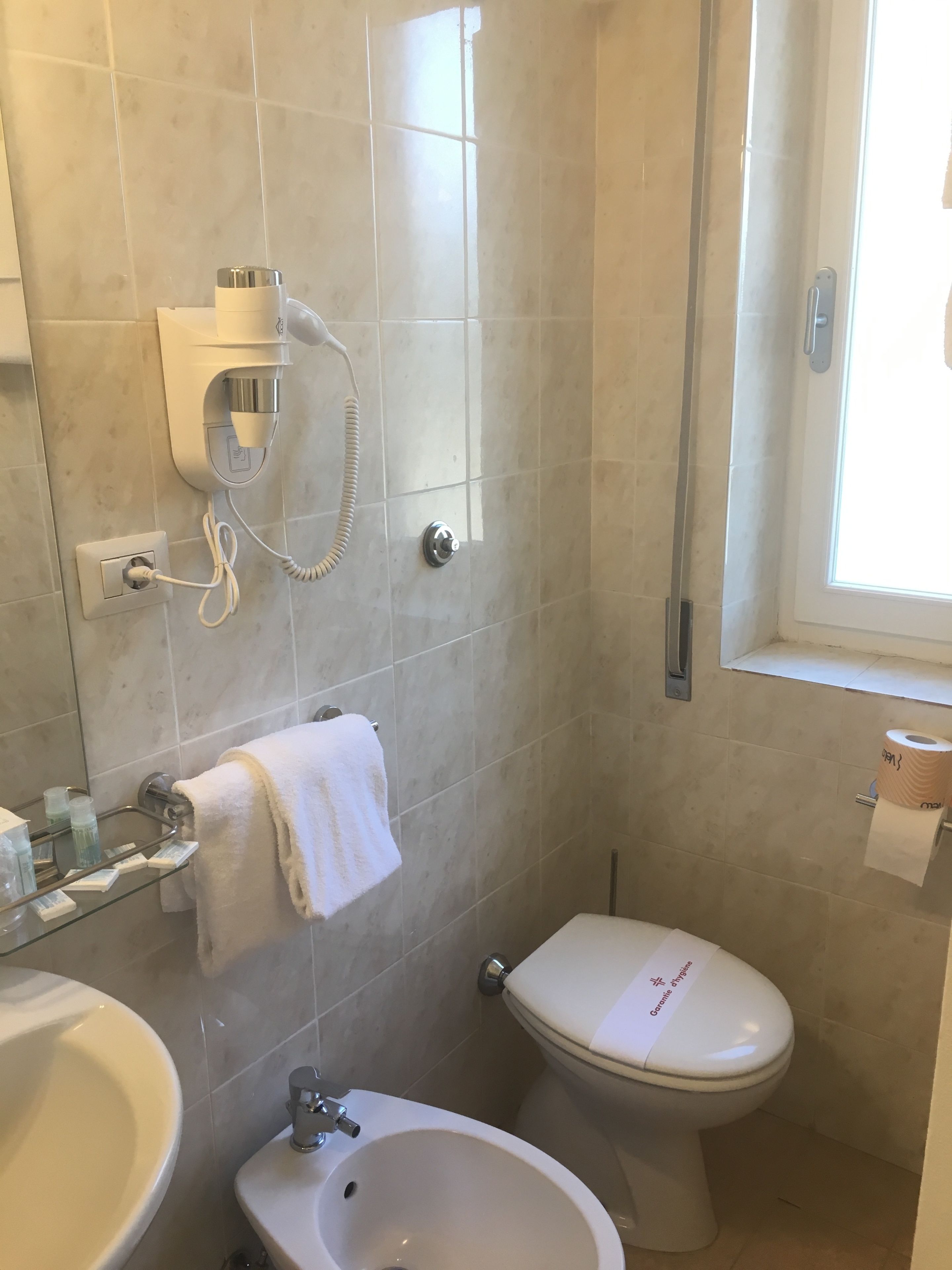 triple room | bathroom | shower, hair dryer, towels