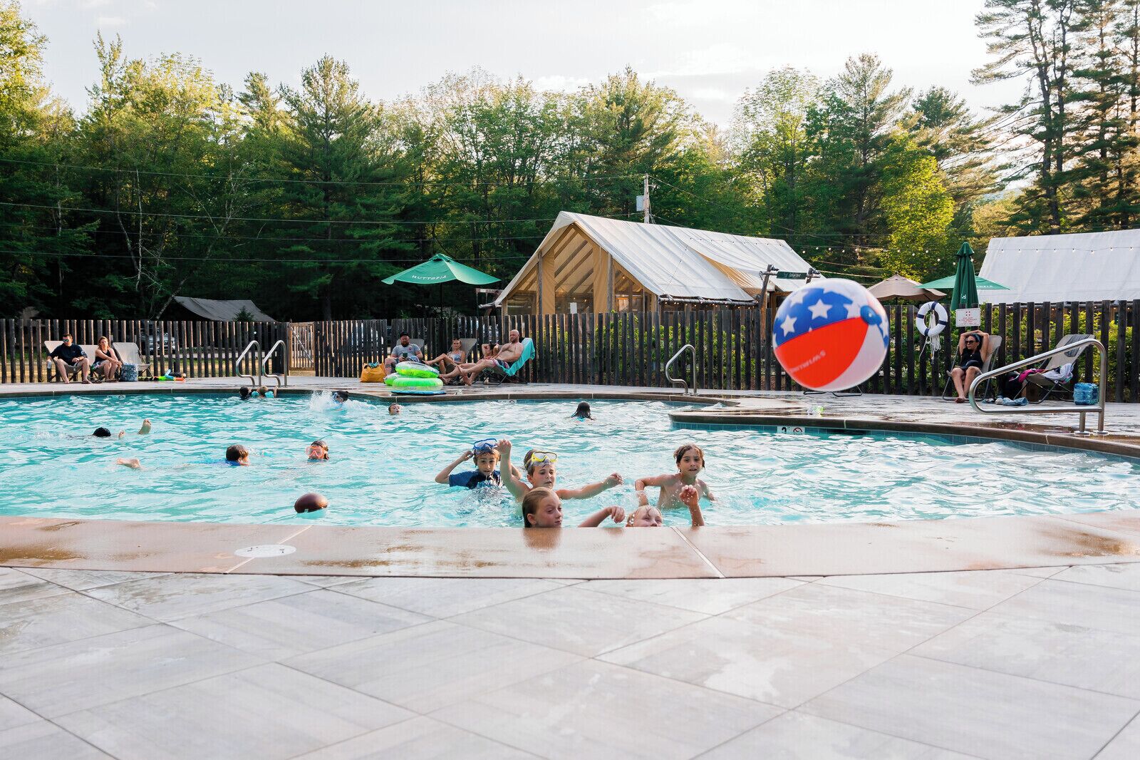 Outdoor pool, sun loungers