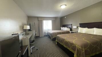 Basic Double Room, 2 Queen Beds, Refrigerator & Microwave | Desk, blackout drapes, iron/ironing board, free WiFi
