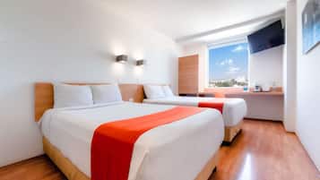 Standard Room, 2 Double Beds, Non Smoking | Desk, iron/ironing board, free WiFi, bed sheets