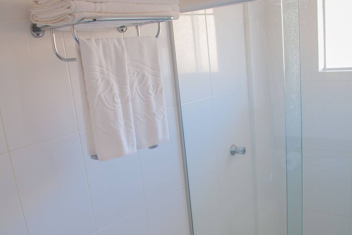 apartment | bathroom | shower, free toiletries, soap, toilet paper