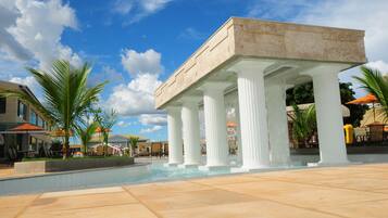 13 outdoor pools, a waterfall pool