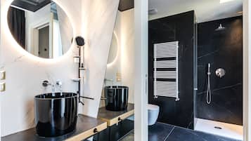 Double Room, Balcony | Bathroom | Designer toiletries, hair dryer, slippers, bidet