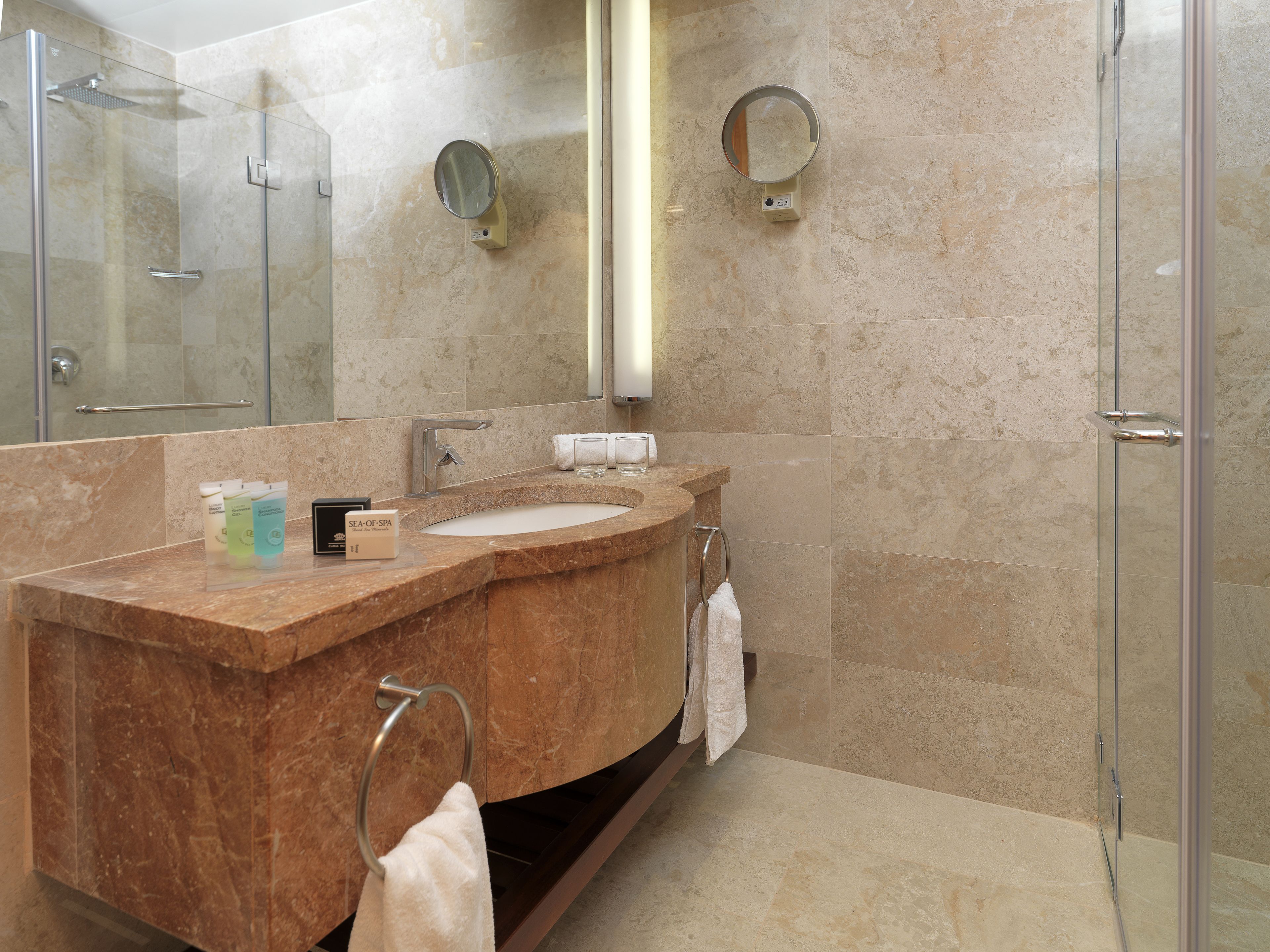 deluxe double or twin room | bathroom | shower, free toiletries, towels