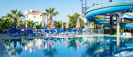 2 outdoor pools, pool umbrellas, sun loungers