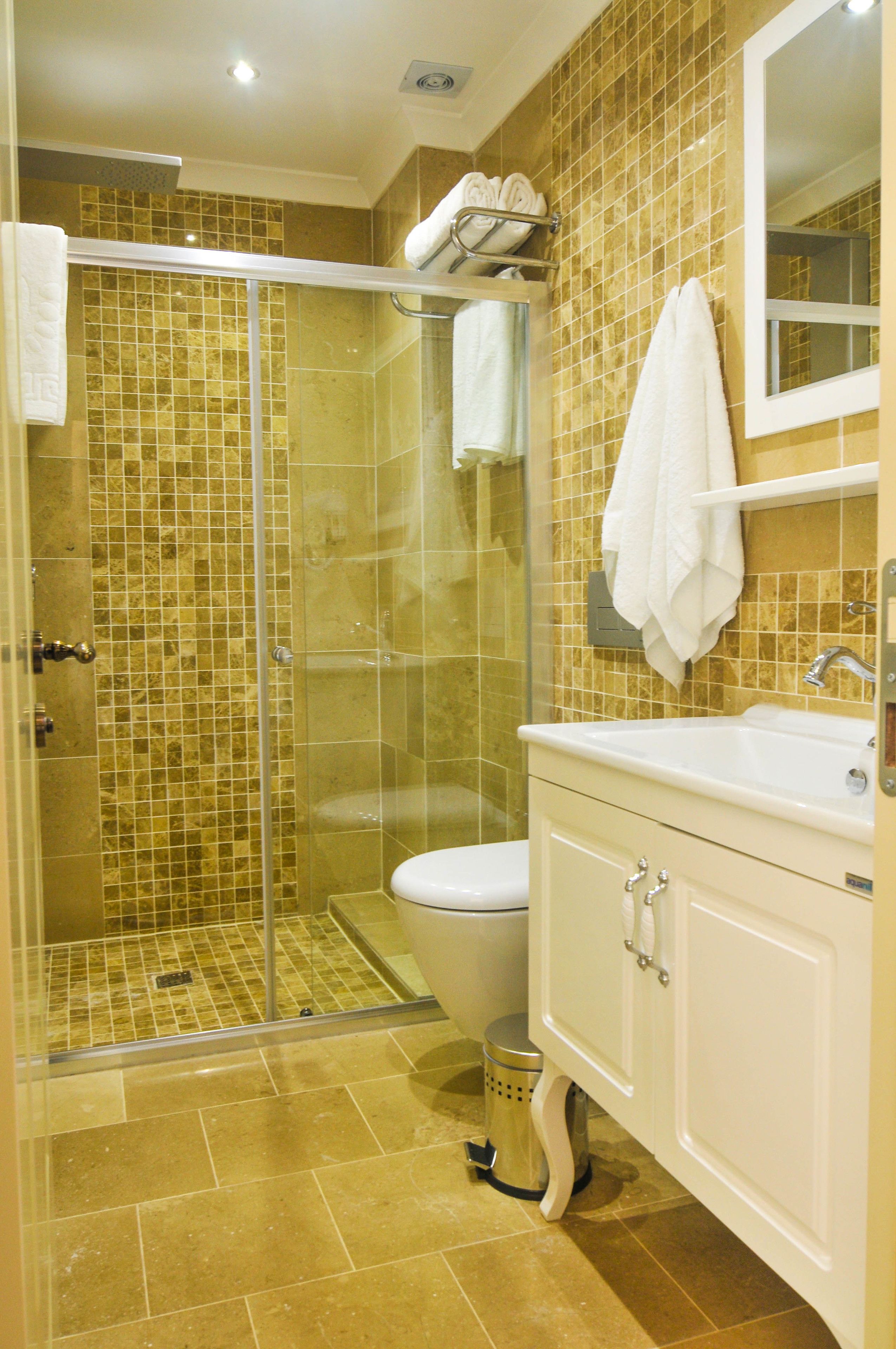 free toiletries, hair dryer, slippers, towels