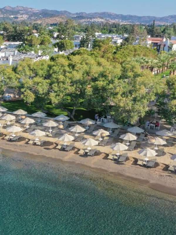 Playa privada, sillas reclinables de playa, sombrillas, toallas de playa