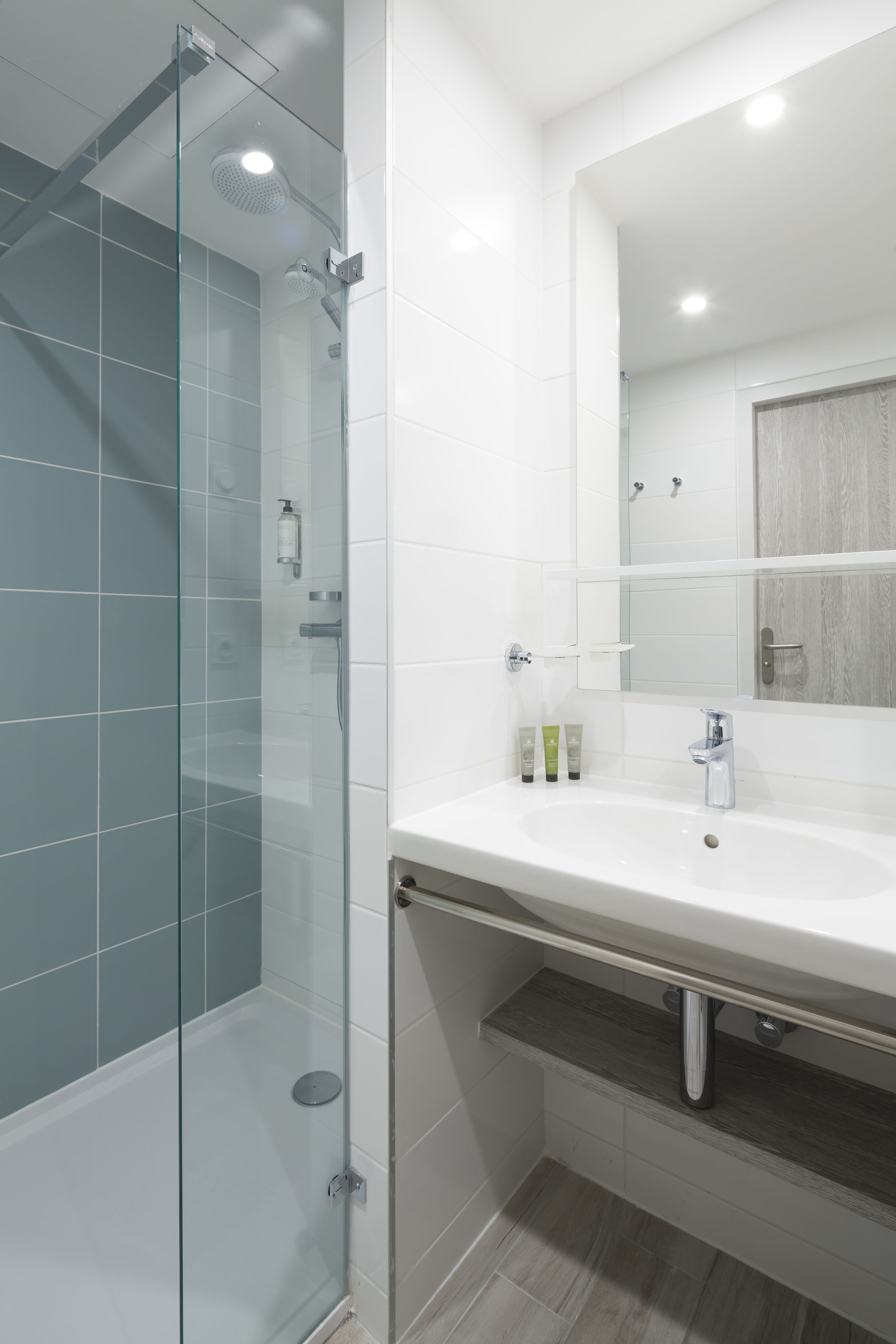 shower, eco-friendly toiletries, towels